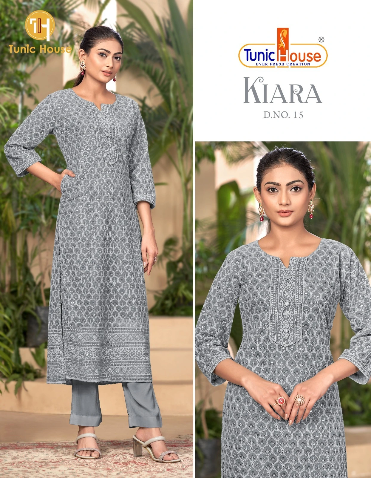 Tunic House Kiara 2 Georgette Wholesale Chikankari Sequence Kurti Catalog — Wholesale Kurtis, MPA wholesale from Surat - Gallery Image 5